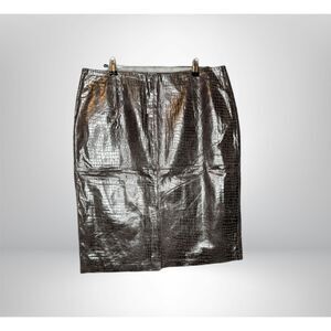 Spiegel Crocodile Embossed Genuine Leather Skirt (14)
